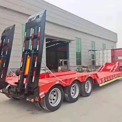 40 τόνους 3 άξονες 4 άξονες Lowboy Semi Trailer με υψηλή χωρητικότητα φορτίου και αντοχή