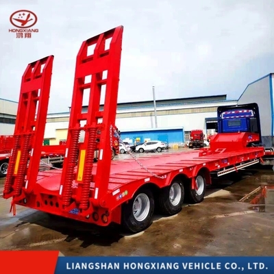 Χάλυβα 13m 60ton Υδραυλικό Lowboy Low Bed Truck Trailer για τη μεταφορά βαρέων φορτίων