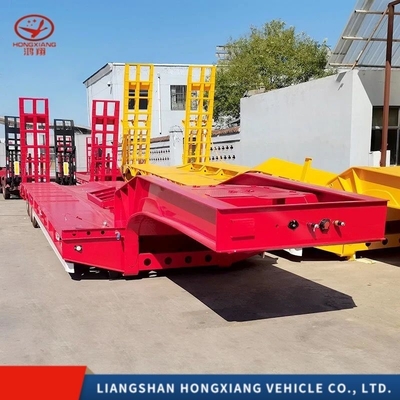 Χάλυβα 13m 60ton Υδραυλικό Lowboy Low Bed Truck Trailer για τη μεταφορά βαρέων φορτίων