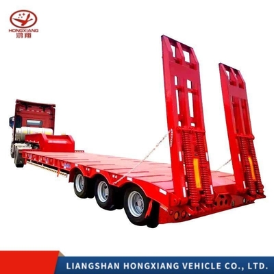 Χάλυβα 13m 60ton Υδραυλικό Lowboy Low Bed Truck Trailer για τη μεταφορά βαρέων φορτίων