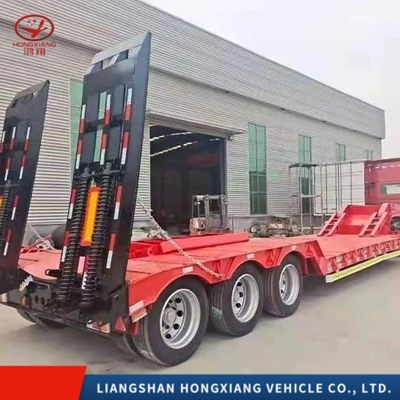 Χαμηλό φορτίο Εκσκαφέας Μεταφορών Βήμα Drop Deck Trailers 3/4 Άξονες Χάλυβα 12r22.5 Ελαστικά
