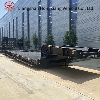 Βαθμός βαρέος φορτίος 60 τόνων Lowboy Trailer Trucks 3/4 Axles Lowbed Semi-Trailer