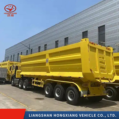 Ατσάλι Tri Axle Heavy Duty Dump Trailers για το ορυχείο Tipper Truck Trailers Προσαρμόσιμες