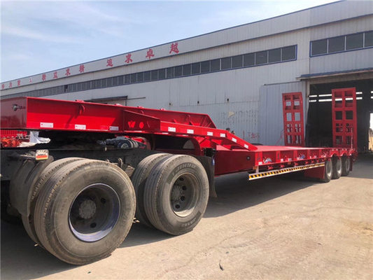 Υδραυλικό 4 άξονα 60ton Gooseneck Low Boy Low Bed Trailer 100 Ton Lowboy Semi Trailer