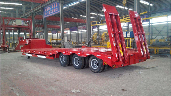 Υδραυλικό 4 άξονα 60ton Gooseneck Low Boy Low Bed Trailer 100 Ton Lowboy Semi Trailer