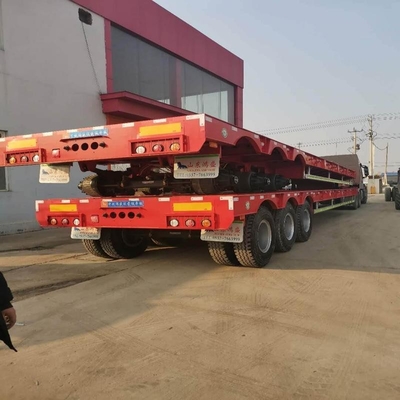 Αυτοαπορριπτόμενο 3 άξονα 60 τόνων 80 τόνων Lowboy Loader Lowbed Low Bed 3 Axltruck Semi Trailer