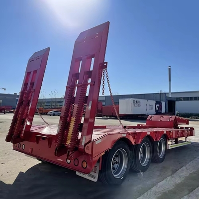 Φαν τύπου 3 Άξονας 40 FT επίπεδο μισό χαμηλό κρεβάτι φορτωτή γάντζο επιφάνειας μεταφορικό ρυμουλκούμενο στο Ουζμπεκιστάν