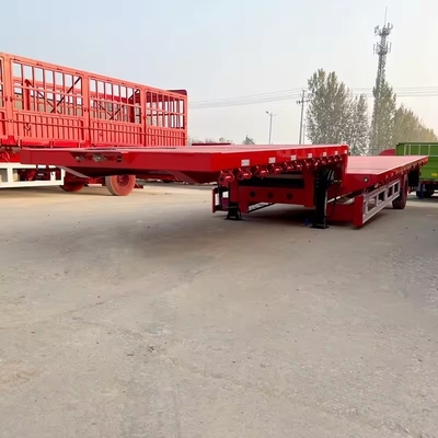 100 τόνων 3 άξονες χαμηλό κρεβάτι Lowboy Flatbed Semi Trailer φορτηγό με υδραυλικό ανελκυστήρα και γουσόνακ