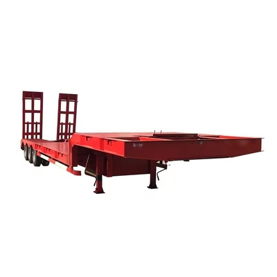 100 τόνων 3 άξονες χαμηλό κρεβάτι Lowboy Flatbed Semi Trailer φορτηγό με υδραυλικό ανελκυστήρα και γουσόνακ