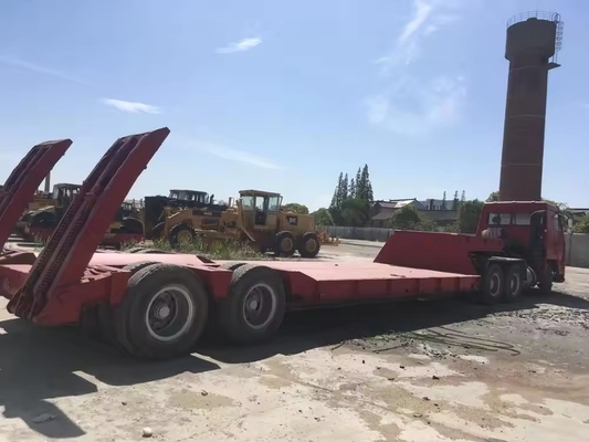 3-άξονα 10m-15m χαμηλό κρεβάτι ρυμουλκούμενο βαρύ ελκυστήρα επίπεδο κρεβάτι ημιρυμουλκούμενο για βαρύ εξοπλισμό