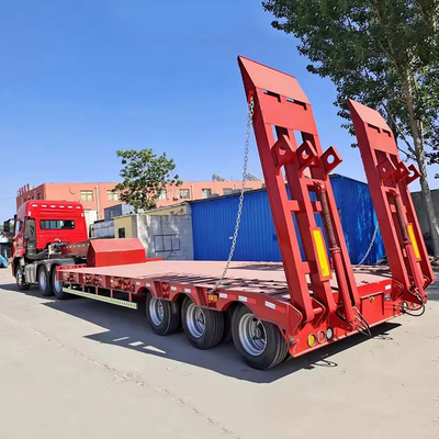 Προσαρμογή 3 Άξονες 80t Lowbed Lowboy Low Flatbed Loader Drop Deck Trailers 1820mm