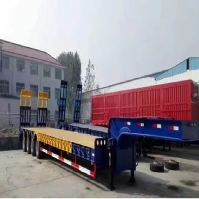 Προσαρμογή 3 Άξονες 80t Lowbed Lowboy Low Flatbed Loader Drop Deck Trailers 1820mm
