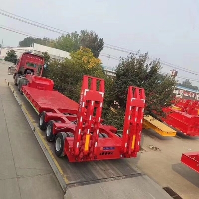 12 μέτρα μήκος 2 άξονες 40 τόνους βαρύ φορτίο χαμηλό επίπεδο φορτιστή κατάστρωμα Lowboy ρυμουλκούμενα με ράμπες