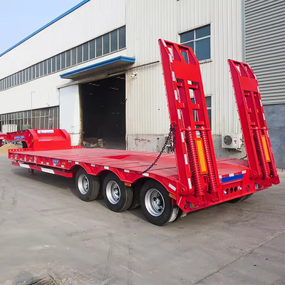 Μεταφορά βαρέων εξοπλισμού Lowboy 100 τόνων 4 άξονες Semi-trailer lowbed με σιδηρούν σώμα