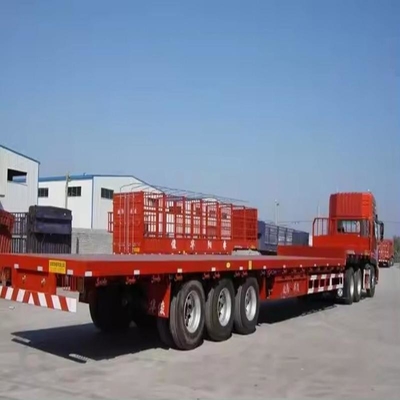 Μεταφορά βαρέων εξοπλισμού Lowboy 100 τόνων 4 άξονες Semi-trailer lowbed με σιδηρούν σώμα