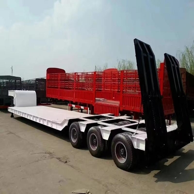 1 έτος εξυπηρέτηση μετά την πώληση 3 άξονες 50t Lowbed Lowboy Low Flatbed Loader Drop Deck Trailer