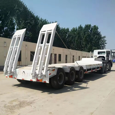Τρεις γραμμές έξι άξονες 40 60ton Long Gooseneck Lowbed Trailer με 1820mm Tread Iron