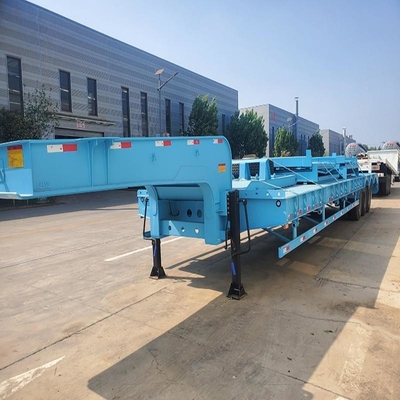 Τρεις γραμμές έξι άξονες 40 60ton Long Gooseneck Lowbed Trailer με 1820mm Tread Iron