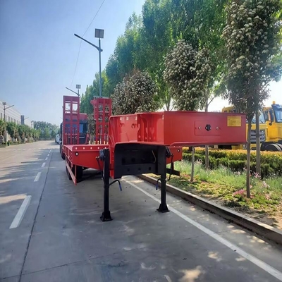 Χειροκίνητο προσγείωση 60 τόνων βαρύ φορτίο χαμηλού κρεβατιού ρυμουλκούμενο φορτηγό για 40ft μεταγωγείο εμπορευματοκιβωτίων