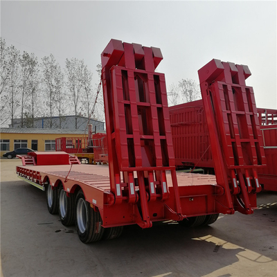 4 άξονες Lowboy Lowbed Semi Trailer για μεταφορά εκσκαφικών μηχανών 60 70 80 τόνων
