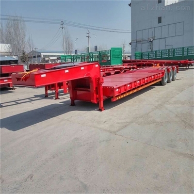 4 άξονες Lowboy Lowbed Semi Trailer για μεταφορά εκσκαφικών μηχανών 60 70 80 τόνων