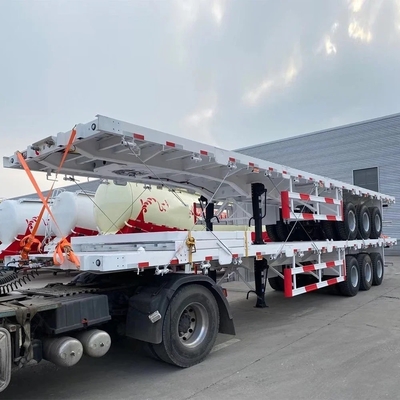 3 άξονα Flatbed Trailer για 20 πόδια 40 πόδια κοντέινερ Semi Trailer και προσαρμογή